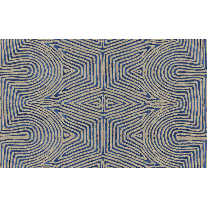 Julia Emb Flax/Blue by Groundworks Designer Fabric PRISM LINEN - 68%;VISCOSE - 19%;SPUN POLYESTER - 13% India LIGHT Horizontal: 25.5 and Vertical: 7.75 51.5 - Swanky Fabrics -