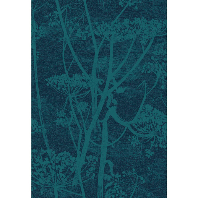 Cow Parsley Petrol & Ink by Cole & Son Designer Fabric COLE & SON CONTEMPORARY FABRICS COTTON - 66%;VISCOSE - 31%;POLYESTER - 3% Italy HEAVY Horizontal: 17.33 and Vertical: 25.4 52 - Swanky Fabrics -