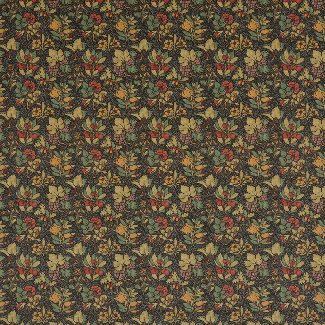 Meadow Fruit Velvet Cinder/Multi by G P & J Baker Designer Fabric ORIGINALS V COTTON - 100% United Kingdom HEAVY Horizontal: and Vertical: 9.062 53.978 - Swanky Fabrics -