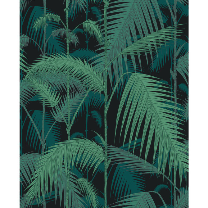 Palm Jungle Vir/Pet On Char by Cole & Son Designer Fabric COLE & SON CONTEMPORARY FABRICS LINEN - 61%;COTTON - 29%;NYLON - 10% United Kingdom HEAVY Horizontal: 17.7 and Vertical: 22 53 - Swanky Fabrics -