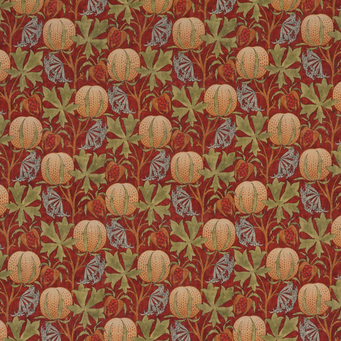 Pumpkins Red/Green by G P & J Baker Designer Fabric ORIGINALS V VISCOSE - 85%;LINEN - 15% United Kingdom HEAVY Horizontal: 14.184 and Vertical: 13.396 53.978 - Swanky Fabrics -