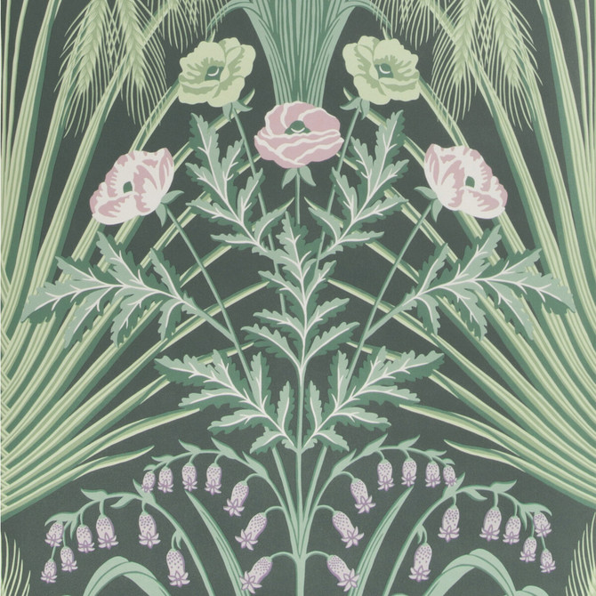 Bluebell Sage On Charcoal by Cole & Son Designer Wallcovering COLE & SON BOTANICAL BOTANICA PAPER - 100% United Kingdom Horizontal: 20.5 and Vertical: 30 20.5 - Swanky Fabrics -