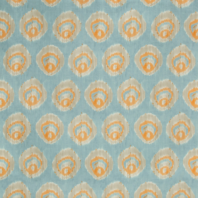 Monaco Print Aqua/Melon by Lee Jofa Designer Fabric SUZANNE KASLER THE RIVIERA COLLECTION COTTON - 100% Italy MEDIUM Horizontal: 27 and Vertical: 19 55 - Swanky Fabrics -