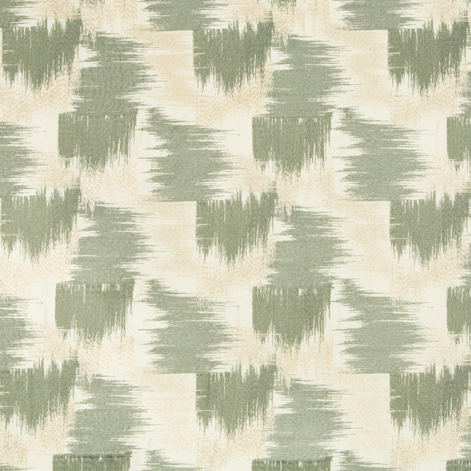 Mandelbrot Emb Beige/Jade by Groundworks Designer Fabric PRISM COTTON - 50.1%;LINEN - 26.95%;VISCOSE - 22.95% India LIGHT Horizontal: 8.5 and Vertical: 7.75 51 - Swanky Fabrics -