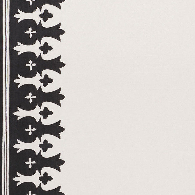 Bergama Carbon & Ivory 74181 by Schumacher Designer Fabric OTTOMAN CHIC See Sample INDIA - </p><p>Repeat: Horizontal: 52 3/4" (134CM) and Vertical: 5" (13CM) 52 3/4" (134CM) - Swanky Fabrics -