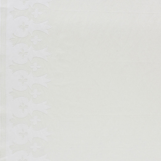 Bergama White & Ivory 74180 by Schumacher Designer Fabric OTTOMAN CHIC See Sample INDIA - </p><p>Repeat: Horizontal: 52 3/4" (134CM) and Vertical: 5" (13CM) 52 3/4" (134CM) - Swanky Fabrics -