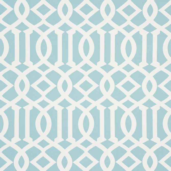 Imperial Trellis Indoor/Outdoor Aqua 73161 by Schumacher Designer Fabric INDOOR/OUTDOOR II: PRINTS & WOVENS See Sample UNITED STATES OF AMERICA HEAVY DUTY </p><p>Repeat: Horizontal: 7" (18CM) and Vertical: 12 1/4" (31CM) 54 3/4" (139CM) - Swanky Fabrics -