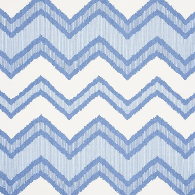Chevron Ikat Blue 72630 by Schumacher Designer Fabric Ikat Collection 13.5" - Swanky Fabrics -