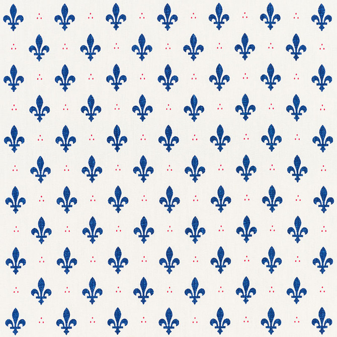Fleur De Lis Bleu & Rouge 176961 by Schumacher Designer Fabric FRENCH REVOLUTION See Sample BELGIUM MEDIUM DUTY </p><p>Repeat: Horizontal: 2" (5CM) and Vertical: 2 1/2" (6CM) 54" (137CM) - Swanky Fabrics -