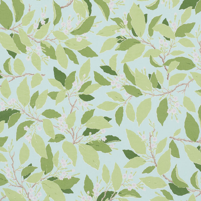 Dogwood Leaf Aqua 176522 by Schumacher Designer Fabric MILES REDD COTTON 100% PAKISTAN </p><p>Repeat: Horizontal: 27" (69CM) and Vertical: 32" (81CM) 54 - Swanky Fabrics -