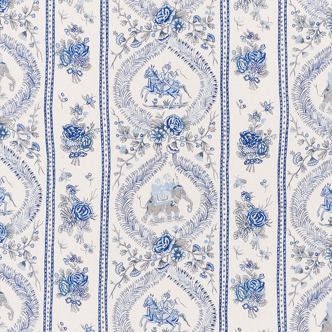 Kandula Blues 176801 by Schumacher Designer Fabric SCHUMACHER CLASSICS II See Sample THAILAND - </p><p>Repeat: Horizontal: 18" (46CM) and Vertical: 12" (30CM) 54 3/4" (140CM) - Swanky Fabrics -