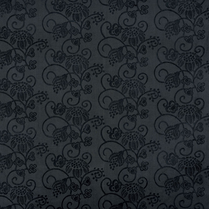 Calliope Embroidery Black 70181 by Schumacher Designer Fabric Contemporary-Embroideries 70% Cotton, 30% Linen - Horizontal: 27 and Vertical: 12.5 54.5 - Swanky Fabrics -