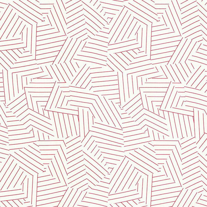 Deconstructed Stripe Red 176051 by Schumacher Designer Fabric Miles Redd 13.5" - Swanky Fabrics -