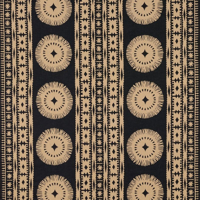 Bora Bora Print Lava Black 175840 by Schumacher Designer Fabric Mary-McDonald 100% Linen - Horizontal: 52 and Vertical: 24.5 52.375 - Swanky Fabrics -