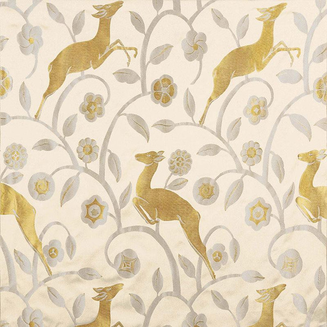 Les Gazelles Au Bois Ecru 68911 by Schumacher Designer Fabric 125Th Anniversary 25.62" - Swanky Fabrics -