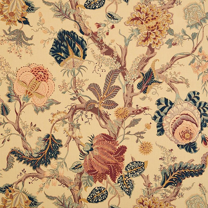 Indian Arbre Tea 175780 by Schumacher Designer Fabric Schumacher Classics 52.0" - Swanky Fabrics -