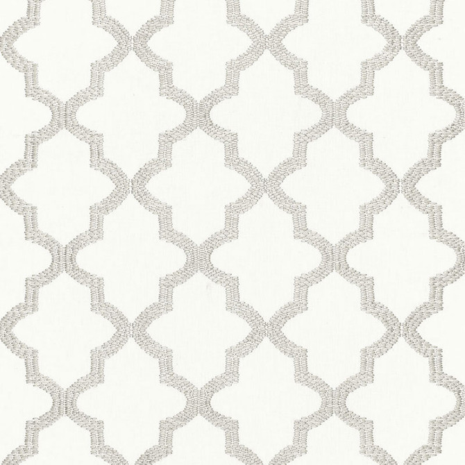 Tangier Embroidery Silver 68343 by Schumacher Designer Fabric CHROMA SP14 LINEN 85% RAYON 15% INDIA MARTINDALE 10,000 </p><p>Repeat: Horizontal: 3 1/2" (9CM) and Vertical: 7 1/2" (19CM) 50 - Swanky Fabrics -