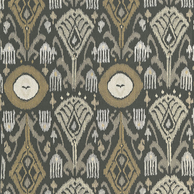 Turkestan Embroidery Charcoal 67871 by Schumacher Designer Fabric AU NATUREL 2 See Sample INDIA MEDIUM DUTY </p><p>Repeat: Horizontal: 12 3/4" (32CM) and Vertical: 22 5/8" (57CM) 51 1/2" WIDE (131CM) - Swanky Fabrics -