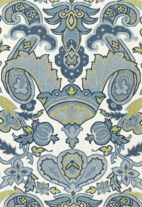 Mataura Linen Print Aegean 175080 by Schumacher Designer Fabric Classic-Prints 100% Linen - Horizontal: 26.75 and Vertical: 35.875 53.5 - Swanky Fabrics -