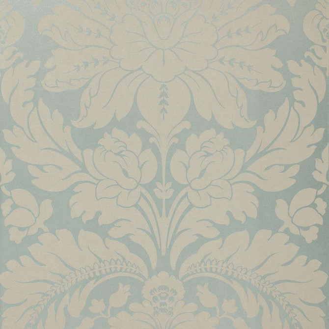 Anvers Damask Azure 66561 by Schumacher Designer Fabric Courtrai 27.5" - Swanky Fabrics -