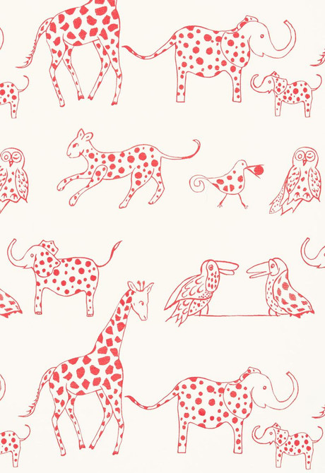 Jungle Jubilee Punch 66253 by Schumacher Designer Fabric COLLECTION-NAME-TBA-66250 85% Cotton, 15% Viscose Wyzenbeek 14,000 Horizontal: 25.25 and Vertical: 30.5 50.5 - Swanky Fabrics -