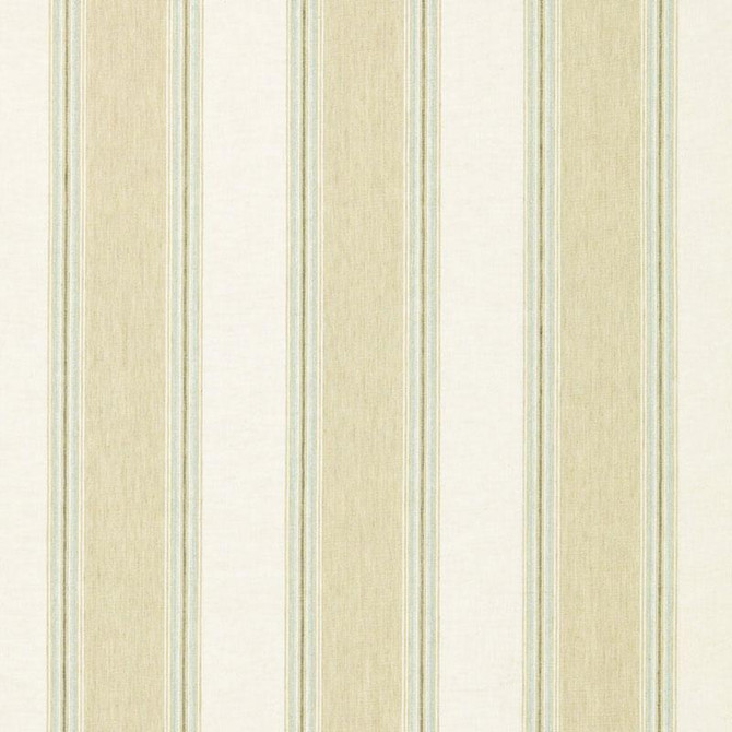 Savannah Linen Stripe Sesame 66080 by Schumacher Designer Fabric Sea Island Stripe 7.62" - Swanky Fabrics -