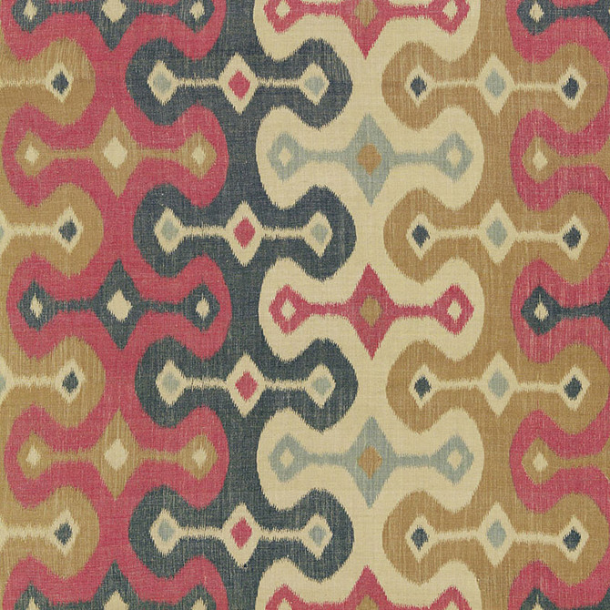 Darya Ikat Spice 174831 by Schumacher Designer Fabric MARTYN LAWRENCE BULLARD See Sample INDIA LIGHT DUTY </p><p>Repeat: Horizontal: 26 1/2" (67CM) and Vertical: 15 1/4" (39CM) 53" WIDE (135CM) - Swanky Fabrics -