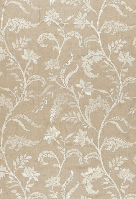 Monceau Linen Embroidery Greige 65131 by Schumacher Designer Fabric Au-Naturel 90% Linen, 10% Viscose Wyzenbeek 3,000 Horizontal: 25 and Vertical: 30 50 - Swanky Fabrics -