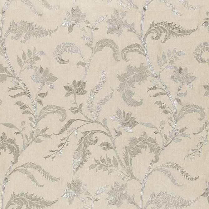 Monceau Linen Embroidery Zinc 65130 by Schumacher Designer Fabric AU NATUREL LINEN 90% VISCOSE 10% INDIA WYZENBEEK 3,000 </p><p>Repeat: Horizontal: 25" (64CM) and Vertical: 30" (76CM) 50 - Swanky Fabrics -