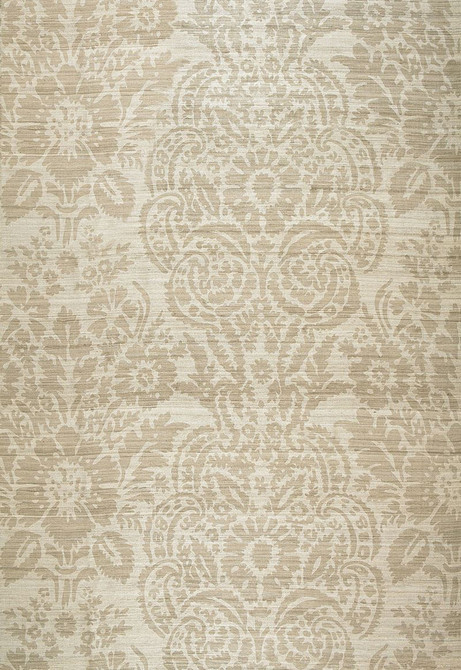 Malay Damask Print Putty 174610 by Schumacher Designer Fabric Au-Naturel 100% Silk - Horizontal: 25.5 and Vertical: 24.75 51 - Swanky Fabrics -