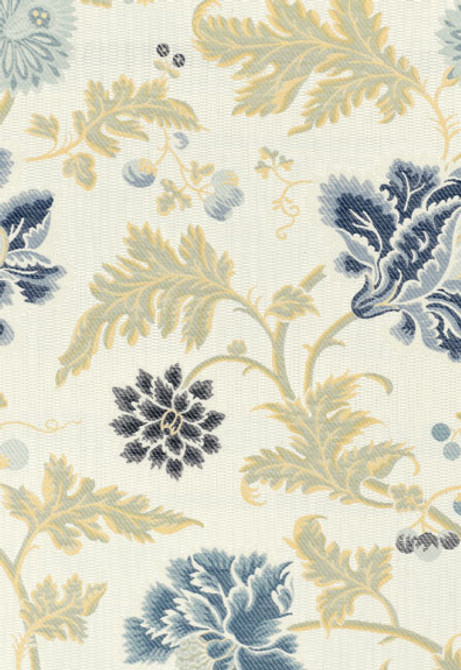 Lampasso Flori Delft 62193 by Schumacher Designer Fabric Palazzo 65% Viscose, 35% Cotton Martindale 14,000 Horizontal: 13.625 and Vertical: 22.25 54.5 - Swanky Fabrics -