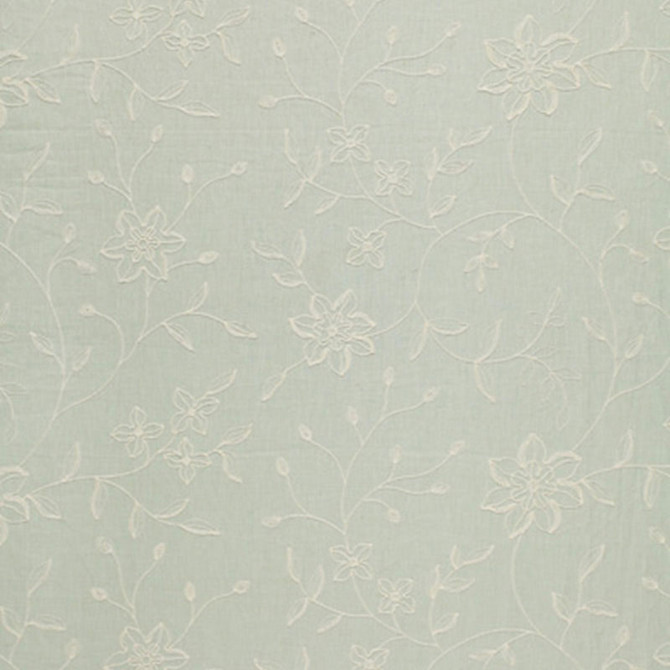 Georgia Linen Embroidery Aqua 3491000 by Schumacher Designer Fabric SCHUMACHER CHROMA SPR. '07 See Sample INDIA LIGHT DUTY </p><p>Repeat: Horizontal: 26" (66CM) and Vertical: 19 1/2" (50CM) 52" WIDE (132CM) - Swanky Fabrics -