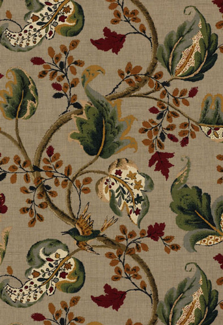 Fox Hollow Multi On Flannel 2639641 by Schumacher Designer Fabric Classic-Prints 59% Linen, 41% Cotton - Horizontal: 26.625 and Vertical: 27 56 - Swanky Fabrics -