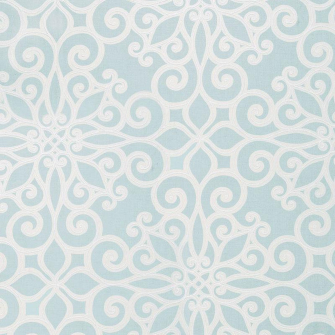 Rosegate Embroidered Print Aquamarine 174560 by Schumacher Designer Fabric Au Naturel 27.0" - Swanky Fabrics -