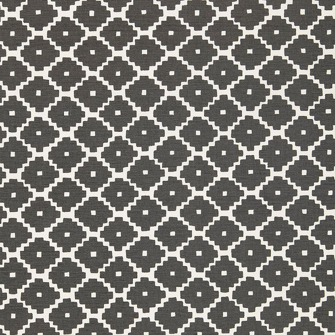 Ziggurat Charcoal 174480 by Schumacher Designer Fabric TESSERA I SMALL PATTERNS COTTON 100% INDIA </p><p>Repeat: Horizontal: 4 1/2" (11CM) and Vertical: 6 3/4" (17CM) 54 - Swanky Fabrics -