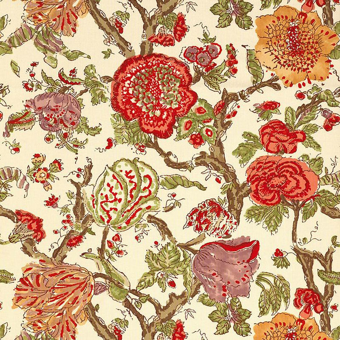 Pondicherry Coral 174122 by Schumacher Designer Fabric Classic Prints 27.0" - Swanky Fabrics -