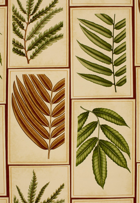 Montserrat Leaf Sepia 173500 by Schumacher Designer Fabric - 100% Cotton Martindale 12,000 Horizontal: 27 and Vertical: 43.75 54 - Swanky Fabrics -