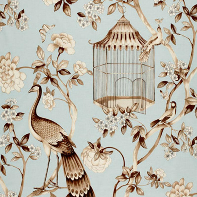 Oiseaux Et Fleurs Mineral 173440 by Schumacher Designer Fabric Schumacher Classics 27.0" - Swanky Fabrics -