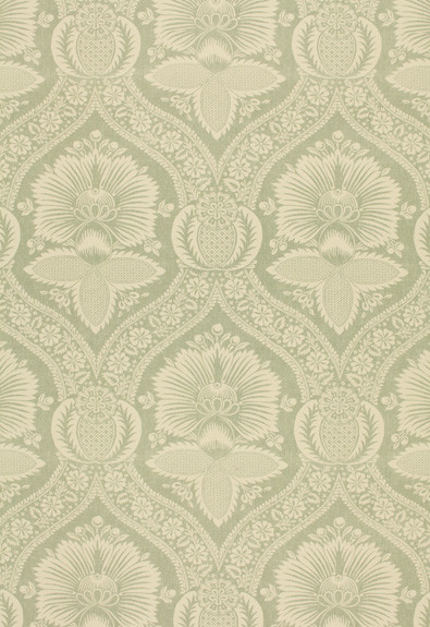 Villandry Damask Print Mineral 173373 by Schumacher Designer Fabric - 100% Cotton - Horizontal: 8.5 and Vertical: 28 54 - Swanky Fabrics -