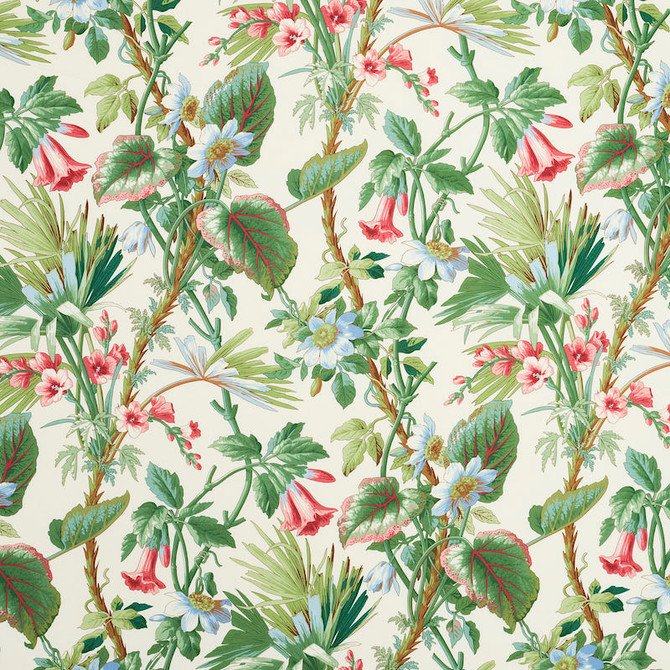 Palmetto Garden Tropic 172951 by Schumacher Designer Fabric SCHUMACHER PRINTS F04 See Sample FRANCE TO BE DETERMINED </p><p>Repeat: Horizontal: 28 1/2" (72CM) and Vertical: 41 1/4" (105CM) 58" WIDE (147CM) - Swanky Fabrics -