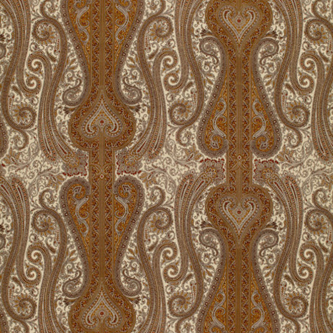 Chavant Paisley Caramel 170621 by Schumacher Designer Fabric PRINTED FABRICS VOL XV COTTON 100% ITALY </p><p>Repeat: Horizontal: 27" (69CM) and Vertical: 18 1/2" (47CM) 54 - Swanky Fabrics -