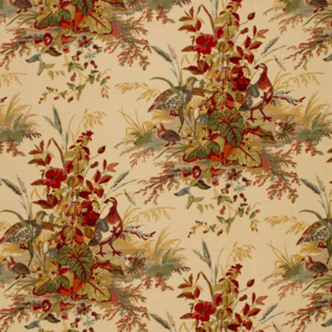 Quail Meadow Autumn 1106043 by Schumacher Designer Fabric Classic Prints 13.5" - Swanky Fabrics -