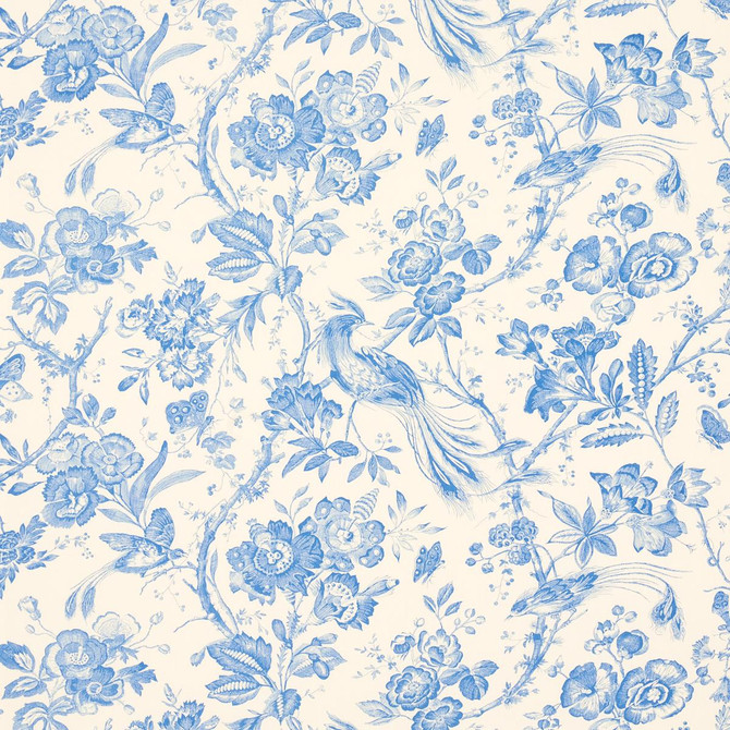 Birds Of Paradise Blue 1048044 by Schumacher Designer Fabric Classic Prints 27.0" - Swanky Fabrics -