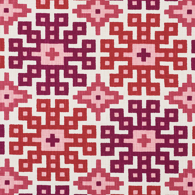 Palmetto Print Valentine 177452 by Schumacher Designer Fabric Happy-Together 100% Cotton Wyzenbeek 15,000 Horizontal: 26.75 and Vertical: 25.25 54 - Swanky Fabrics -