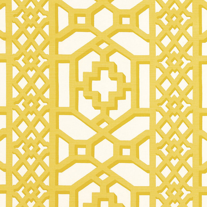 Zanzibar Trellis Matte Canary 175740 by Schumacher Designer Fabric 125TH ANNIVERSARY LINEN 55% COTTON 45% BELGIUM </p><p>Repeat: Horizontal: 13 1/2" (34CM) and Vertical: 12 1/2" (32CM) 54 - Swanky Fabrics -
