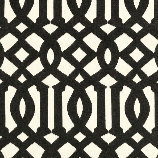Imperial Trellis Velvet Noir 65593 by Schumacher Designer Fabric CHROMA COTTON 73% VISCOSE 27% ITALY MARTINDALE 20,000 </p><p>Repeat: Horizontal: 5 5/8" (14CM) and Vertical: 10 1/2" (27CM) 55 - Swanky Fabrics -