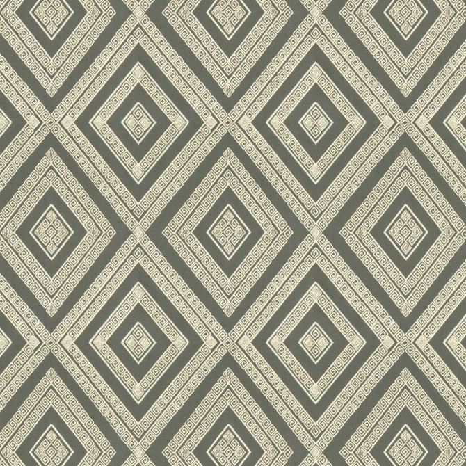 Intarsia 5 Smoke by Stout Designer Fabric Rainbow Library Dove/Charcoal 100% Cotton Embroidery INDIA Horizontal: 10.375 and Vertical: 12.875 51.87 in - Swanky Fabrics -