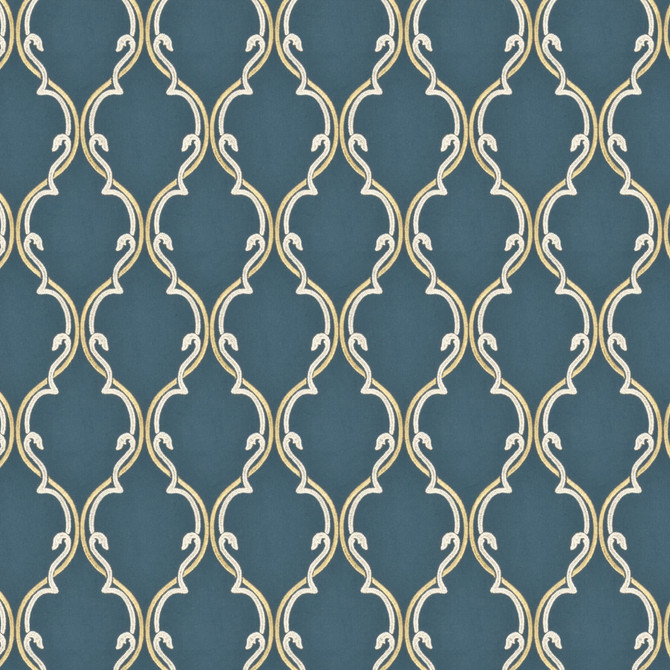 Coffer 3 Pacific by Stout Designer Fabric Rainbow Library Lake/Indigo 100% Cotton Embroidery INDIA Horizontal: 5.125 and Vertical: 7.875 51.5 in - Swanky Fabrics -