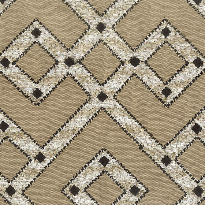 Cued 2 Taupe by Stout Designer Fabric Rainbow Library Bamboo/Fawn 100% Cotton Embroidery INDIA Horizontal: 12.875 and Vertical: 12.625 51.63 in - Swanky Fabrics -