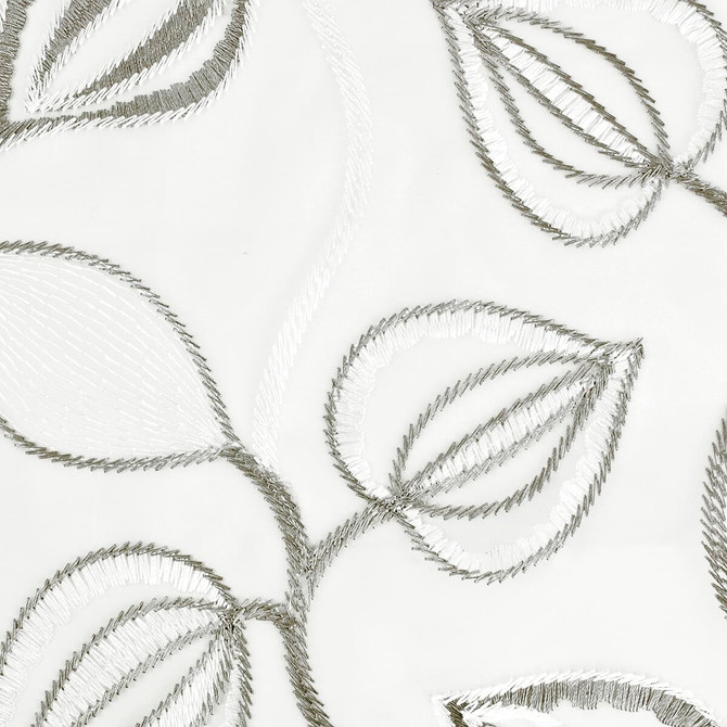 Acanthus 1 Platinum by Stout Designer Fabric Color My Window Grey/Cinder 100% Polyester Polyester Embroidery INDIA FLAME RETARDANT-CA BULLETIN 117-SECTION E FLAME RETARDANT-U.F.A.C. CLASS 1 (OR A) Horizontal: 10.25 and Vertical: 12.375 52 in - Swanky Fabrics -
